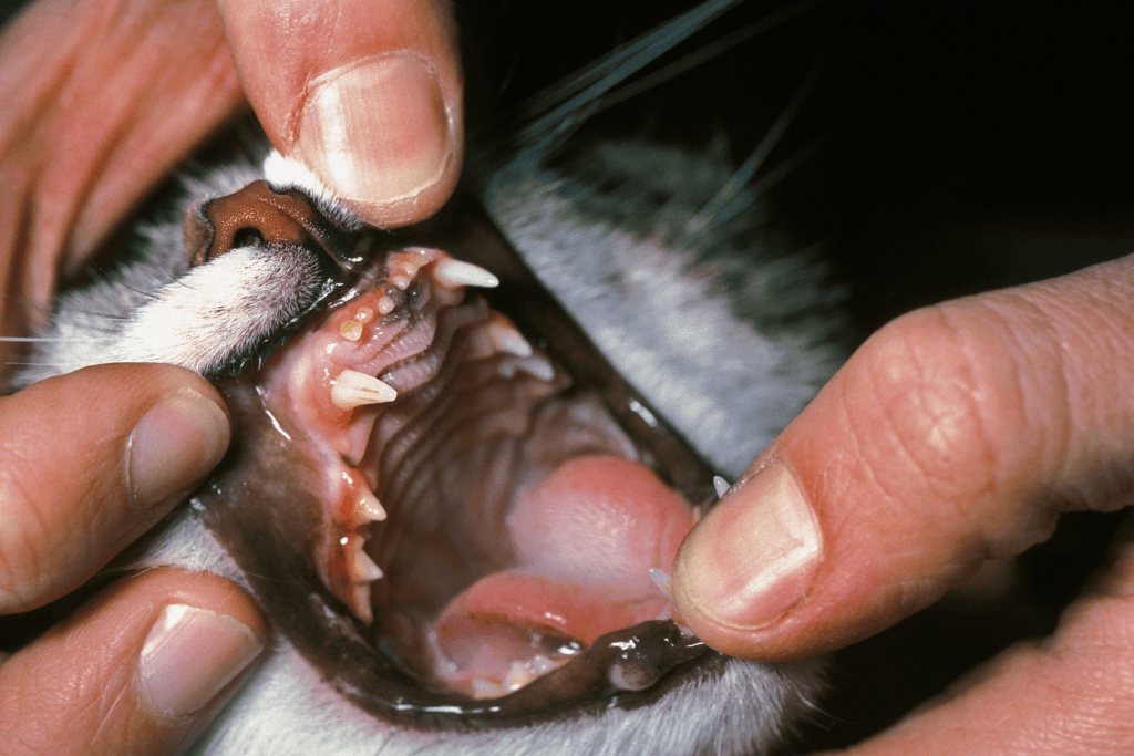 gencives d'un chat atteint de gingivite